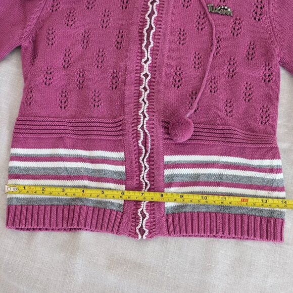 TUZAMA Girl's Magenta/Purple Zip-Up Hoodie with Pompom - Picture 9 of 10